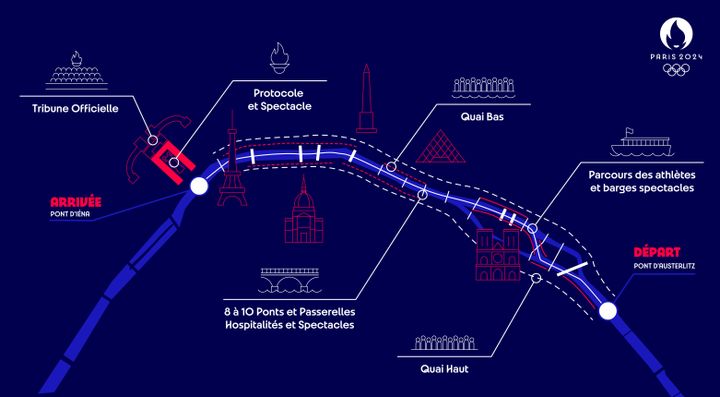 Plan du parcours de la cérémonie d'ouverture des Jeux olympiques de Paris 2024. (Paris 2024)