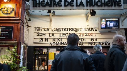 La devanture du théâtre de la Huchette, le 25 mai 2016, à Paris. (MAGALI COHEN / HANS LUCAS)