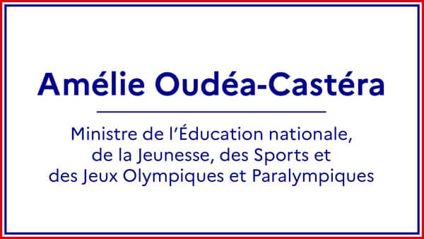 , Amélie Oudéa-Castéra, ministre de l&rsquo;Éducation nationale, de la Jeunesse, des Sports et des Jeux Olympiques et Paralympiques